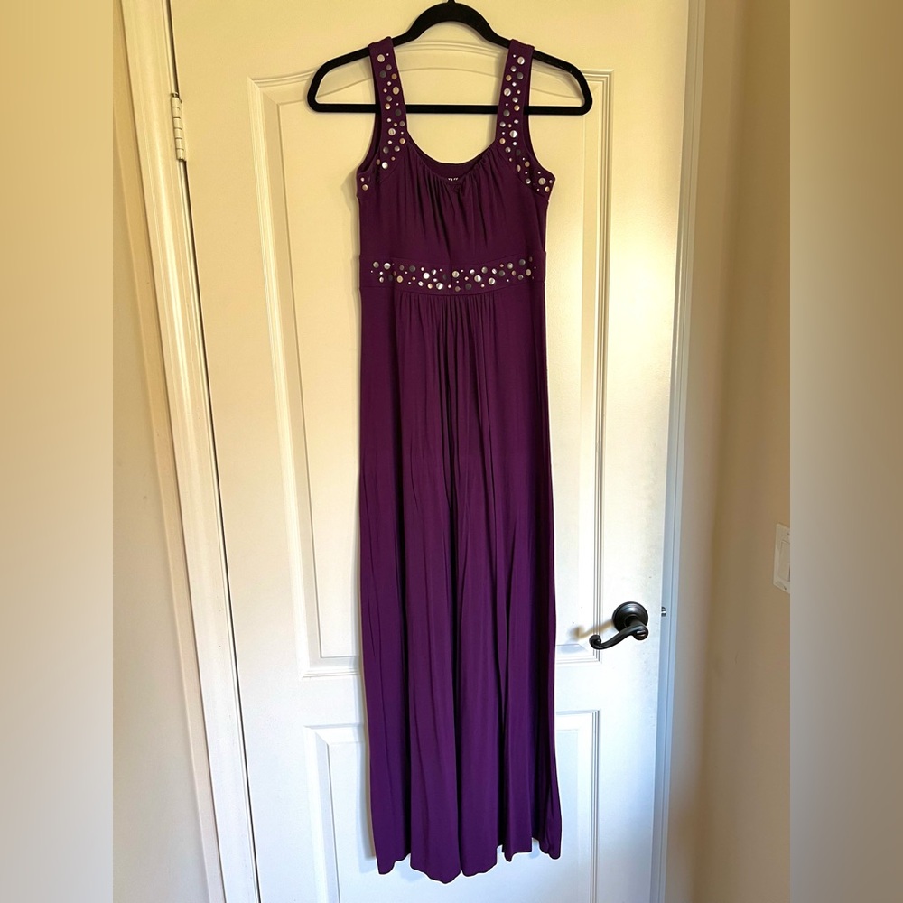 Ana Purple Sleveless Scoop Neck Maxi Dress with Metal Details - Size S